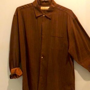 Tommy Bahama long sleeve silk brown XL